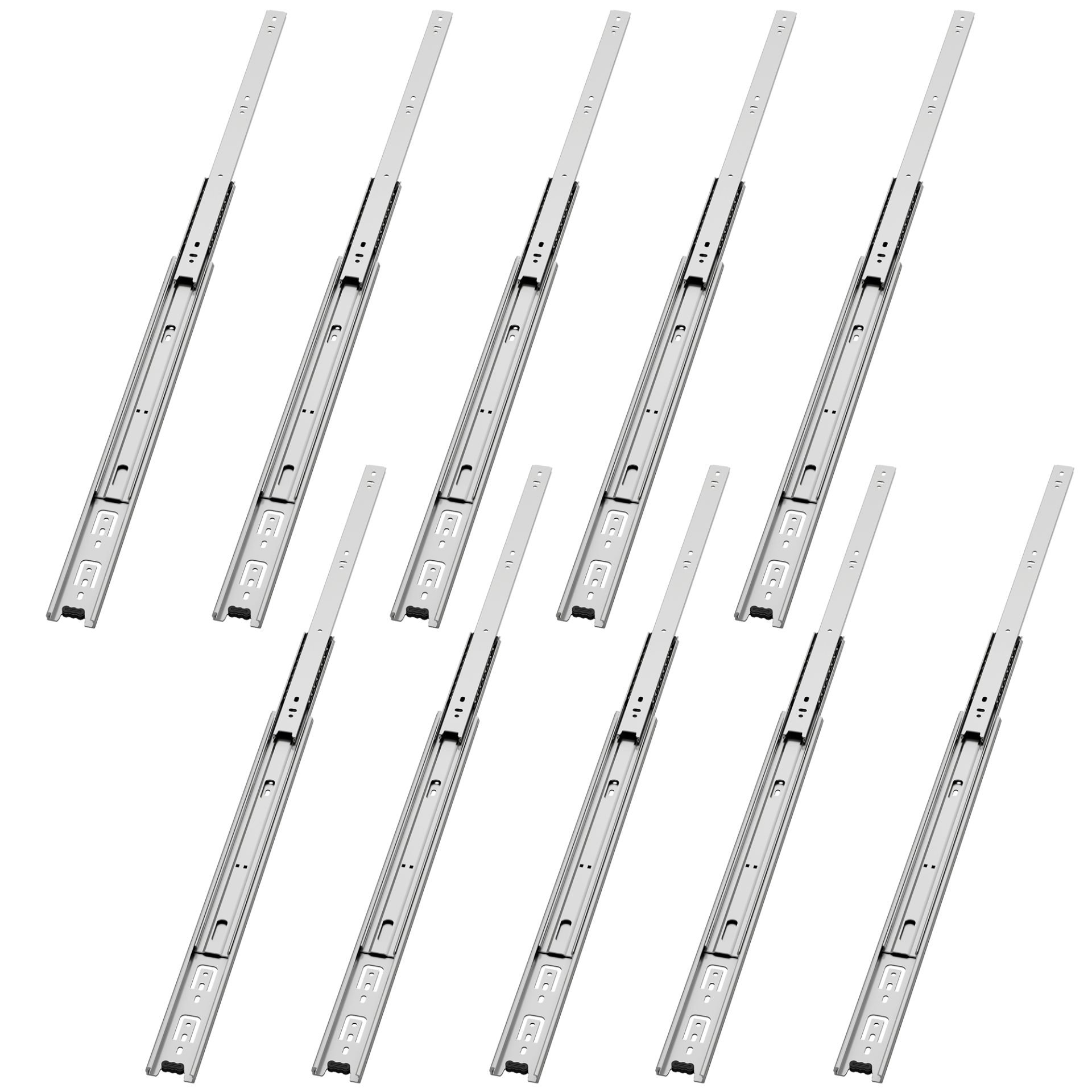 Full Extension Drawer Runners #A45, Silver 1 Pair / 5 Pairs Full Extension Drawer Runners #A45, Silver 1 Pair / 5 Pairs