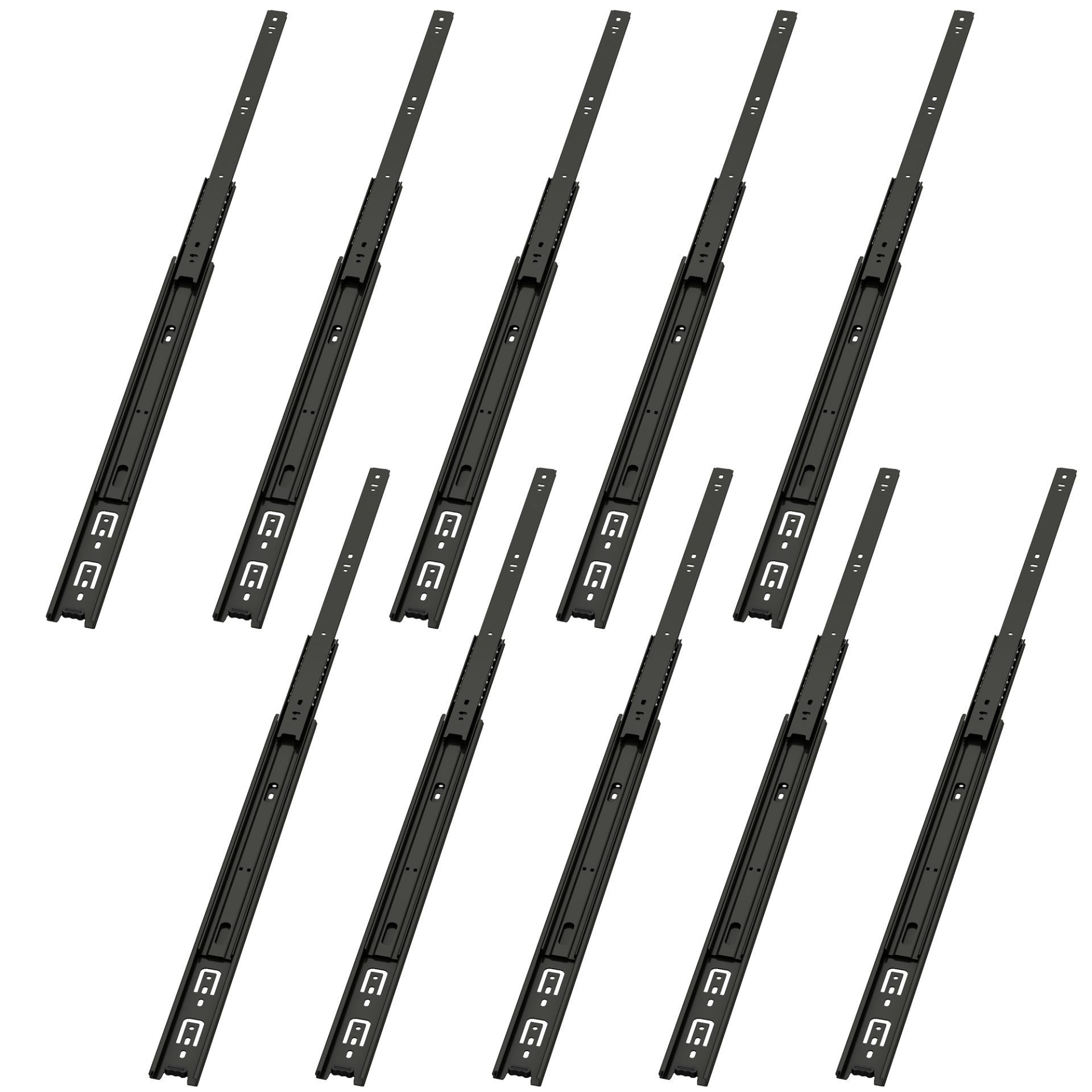 Full Extension Drawer Runners #A45, Black 1 Pair/5 Pairs Full Extension Drawer Runners #A45, Black 1 Pair/5 Pairs