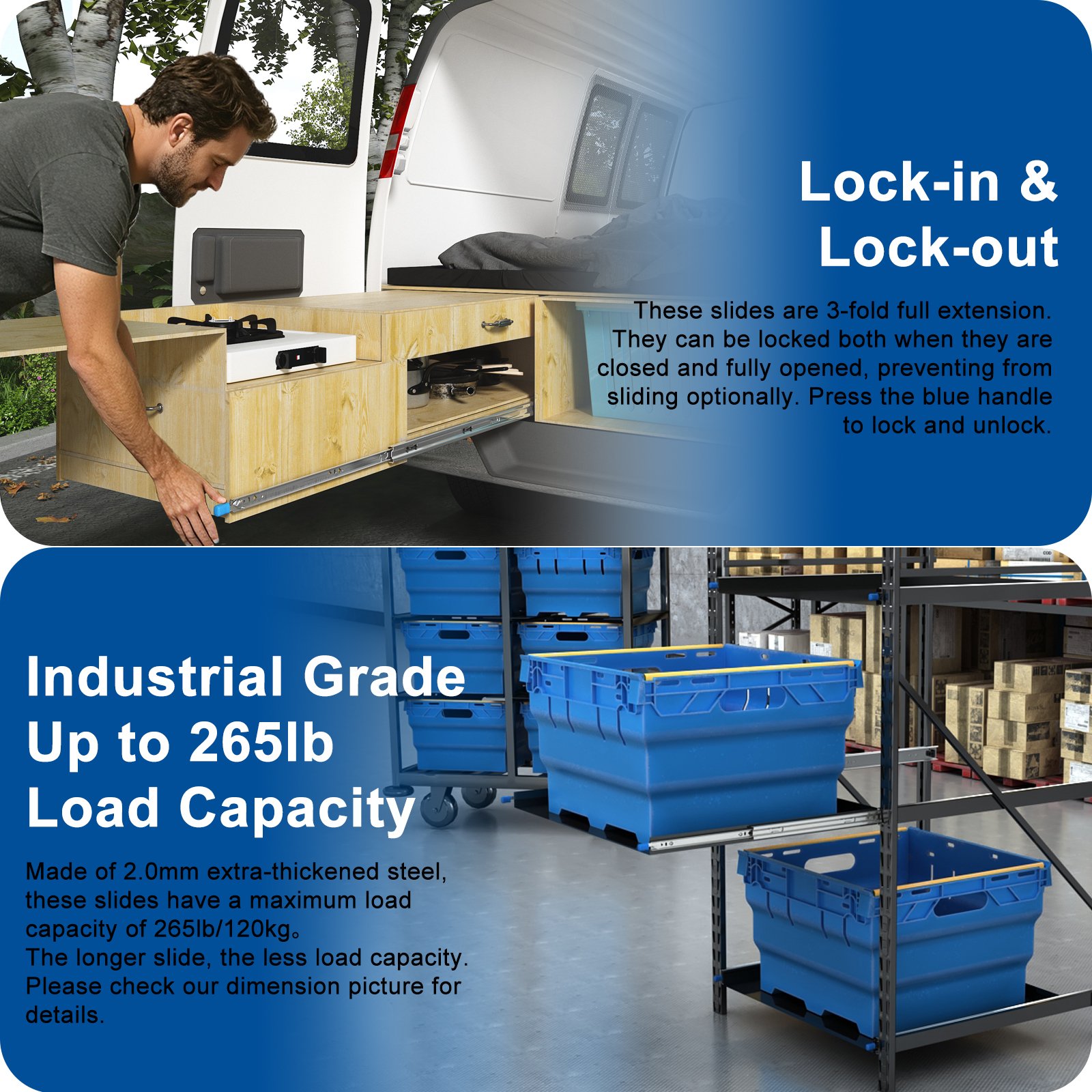 120kg Heavy Duty Drawer Runners with Lock #D53, 1 pair 120kg Heavy Duty Drawer Runners with Lock #D53, 1 pair