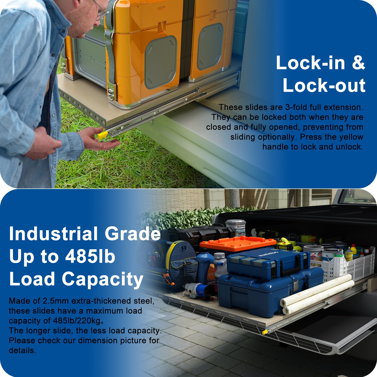 220kg Ultra Heavy Duty Drawer Runners with Lock #D76, 1 pair 220kg Ultra Heavy Duty Drawer Runners with Lock #D76, 1 pair