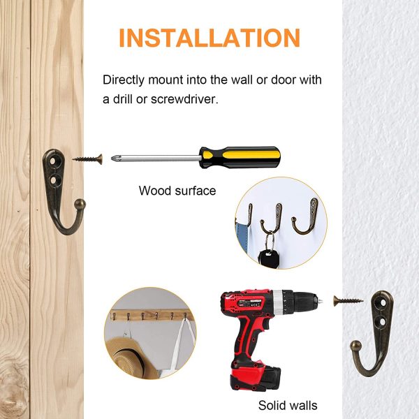30PCS Coat Hooks | Robe Hooks | Wall Mount Hooks with Screws - Image 8