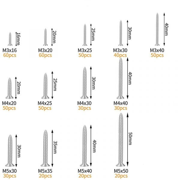 510Pcs Self Tapping Screws Set M3 M4 M5 - Image 2