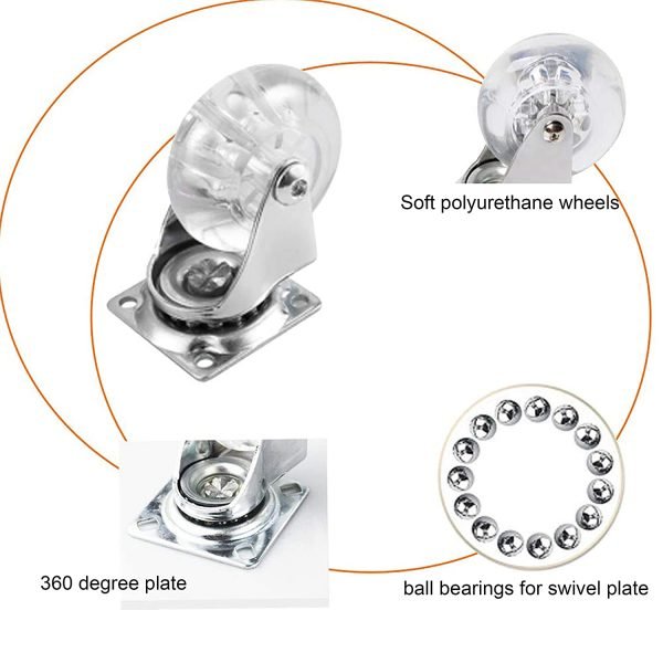 4 Pack Swivel Caster Wheels for Furniture 1.5"-3", 500-800lbs - Image 3