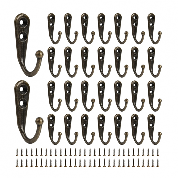 30PCS Coat Hooks | Robe Hooks | Wall Mount Hooks with Screws - Image 2