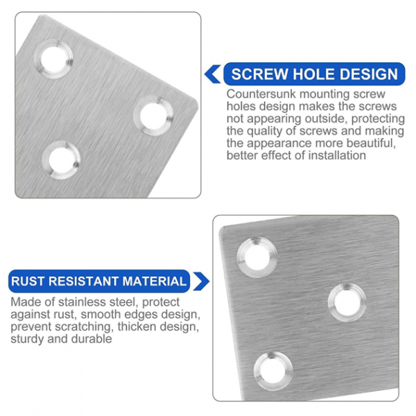 12-100Pcs Stainless Steel Straight Bracket Plate, Heavy Duty - Image 4