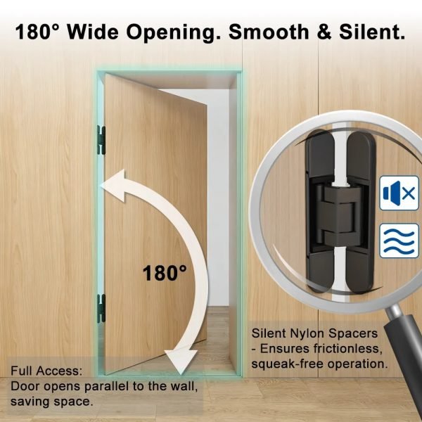 2 Packs Hidden Door Hinges 4.3"-6.5"(Black/Silver/Gold/Grey/Cyan) - Image 5