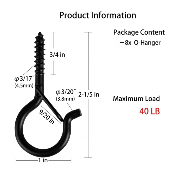 100PCS Q Hooks Screw Hooks with Buckle - Image 3