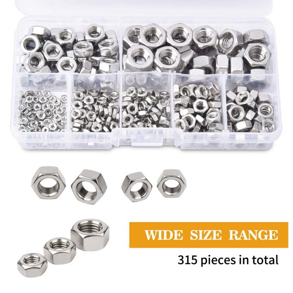 315Pcs Stainless Steel Hex Nuts Assortment Kit - Image 2