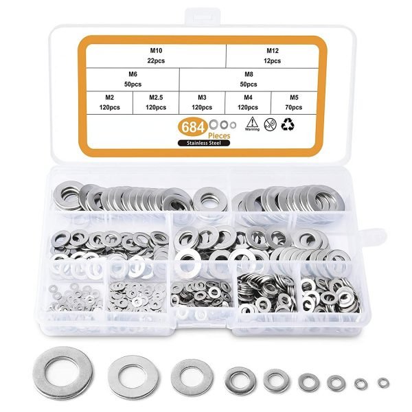 Stainless Steel Flat Washers Assortment 684pcs