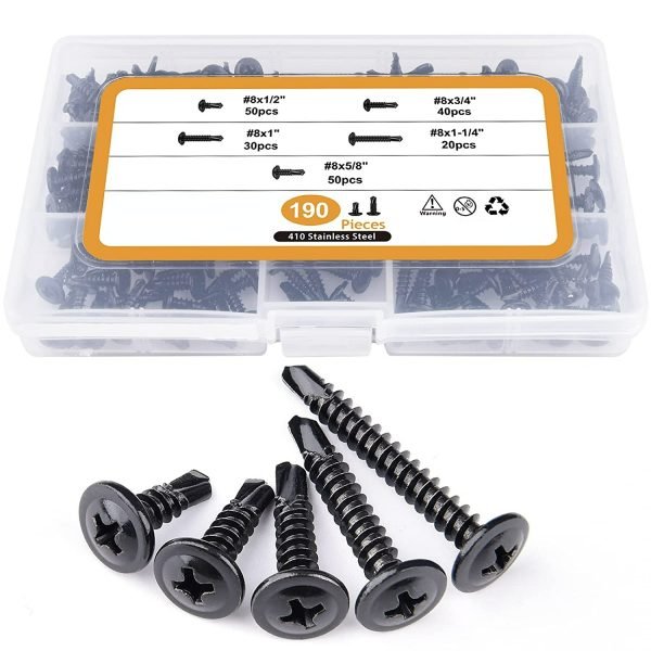 190PCS Assorted Size Self Tapping Sheet Metal Screws Set
