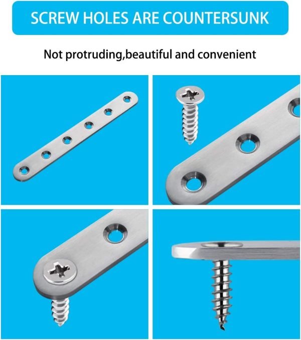 12-100Pcs Stainless Steel Straight Bracket Plate, Heavy Duty - Image 3