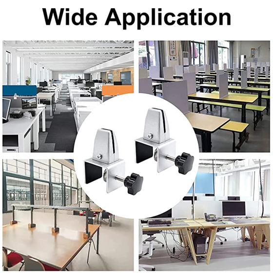 2-Pack Side Adjustable Desk Partition Support Brackets Clips - Image 6