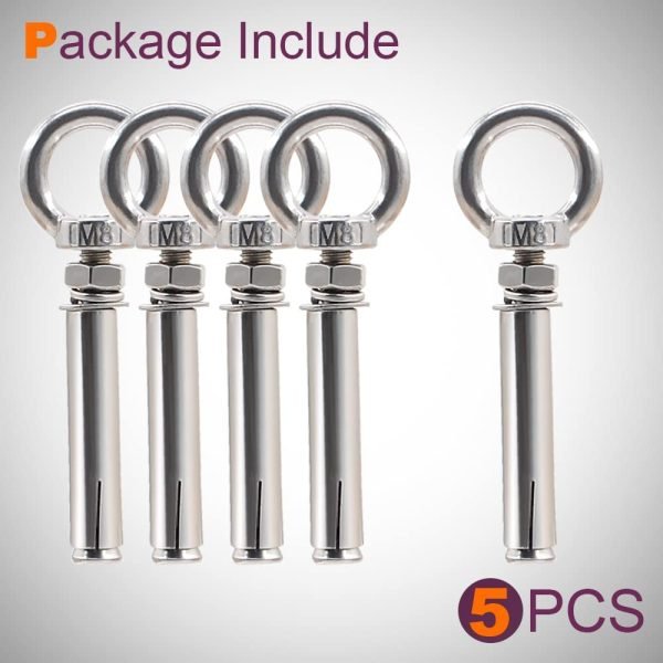 5 Packs 304 Stainless Steel Expansion Lifting Eyebolt - Image 3