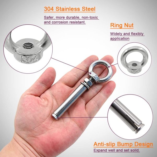 5 Packs 304 Stainless Steel Expansion Lifting Eyebolt - Image 4