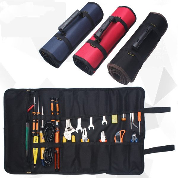 1 Pack Large Tool Roll Up Pouch with 22 Pockets - Image 3