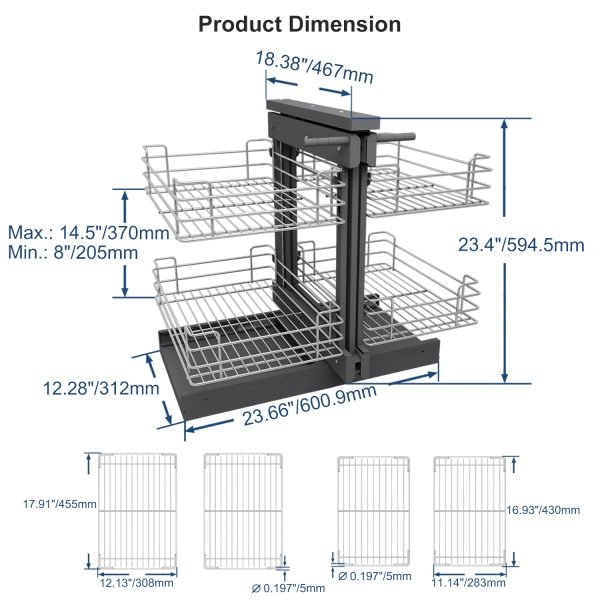 Magic of Pull Out Blind Corner Kitchen Organizer, 2 Tiers