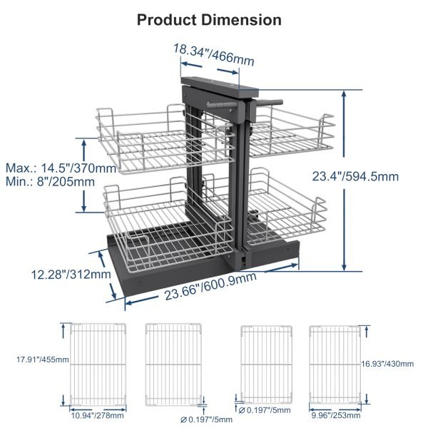 Magic of Pull Out Blind Corner Kitchen Organizer, 2 Tiers