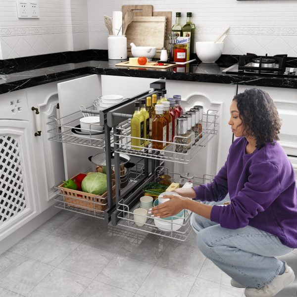 Magic of Pull Out Blind Corner Kitchen Organizer, 2 Tiers