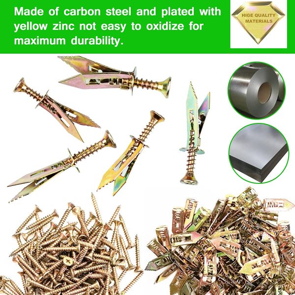 Drywall Self-Drilling Anchor with Screw Kit Anchor Screw Combination 100 Sets - Image 2