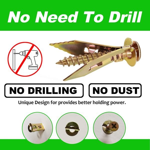 Drywall Self-Drilling Anchor with Screw Kit Anchor Screw Combination 100 Sets - Image 3