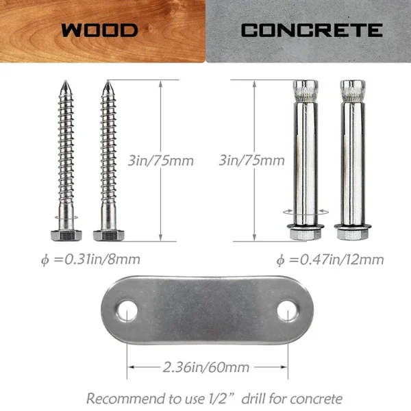 2 Pieces Hook up Rotary Swing Fixed Plate - Image 5
