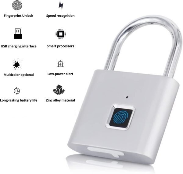 3 PCS Fingerprin Waterproof Keyless Anti-Theft Padlock - Image 2