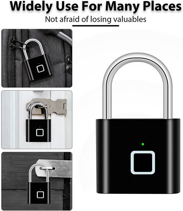 3 PCS Fingerprin Waterproof Keyless Anti-Theft Padlock - Image 6