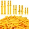 100 Pcs Ribbed Yellow Plastic Drywall Anchors