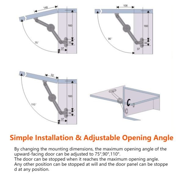 2Pcs Heavy Duty Support Hinges, 88lb/40kg - Image 7