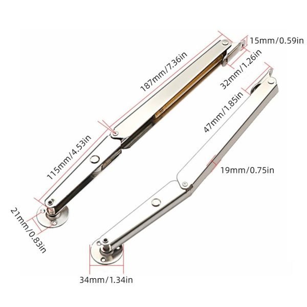 2Pcs Gas Struts Lid Support Hinges，200N 60lb/27kg - Image 10