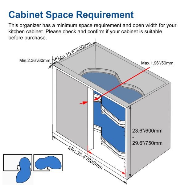 2 Tiers Swing Tray Blind Corner Organizer for 36"/900mm Cabinet - Image 5