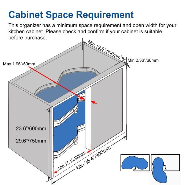 2 Tiers Swing Tray Blind Corner Organizer for 36"/900mm Cabinet - Image 4