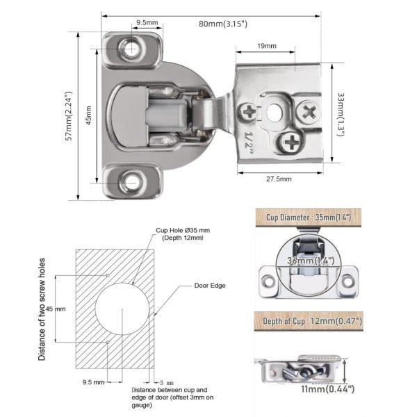 6Pcs Overlay Soft Close Cabinet Hinges - Image 4