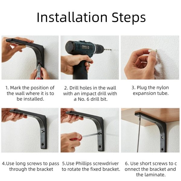6Pcs Hanging Angle Shelf Bracket 165lb - Image 7