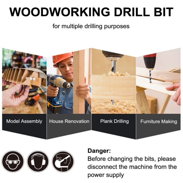 2 Set Wood Drill Bits, 16pcs, 3mm/0.12‘’-10mm/0.39‘’ - Image 3