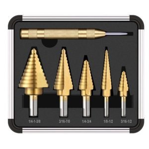 Titanium Step Drill Bit Set, 6Pcs, 5Pcs (Gold，Black)