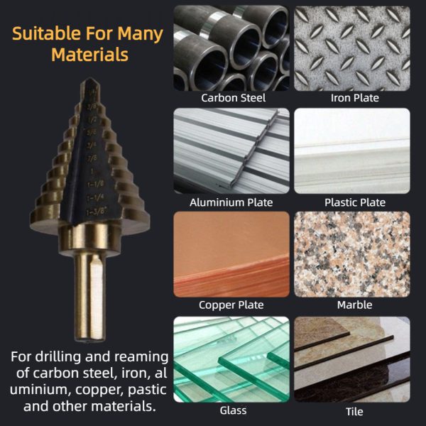Titanium Step Drill Bit Set, 6Pcs, 5Pcs (Gold,Black) - Image 8