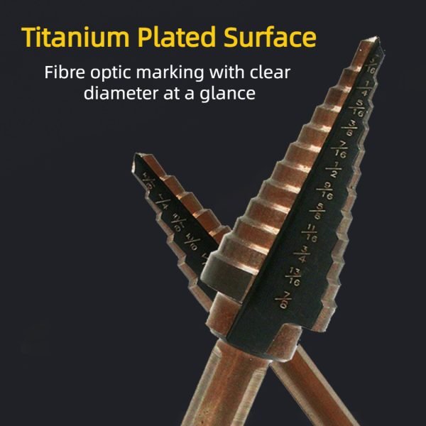 Titanium Step Drill Bit Set, 6Pcs, 5Pcs (Gold,Black) - Image 6