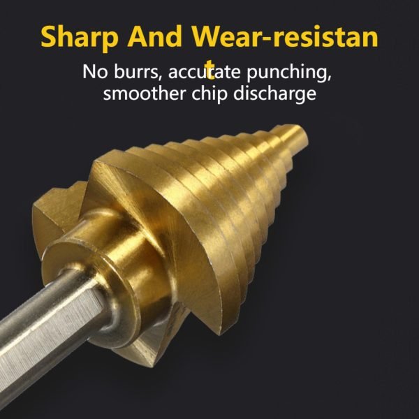Titanium Step Drill Bit Set, 6Pcs, 5Pcs (Gold,Black) - Image 5