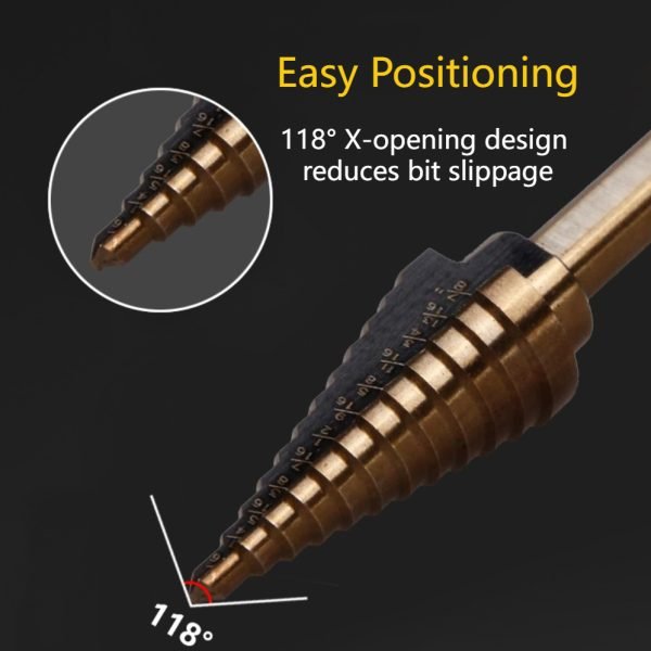 Titanium Step Drill Bit Set, 6Pcs, 5Pcs (Gold,Black) - Image 4