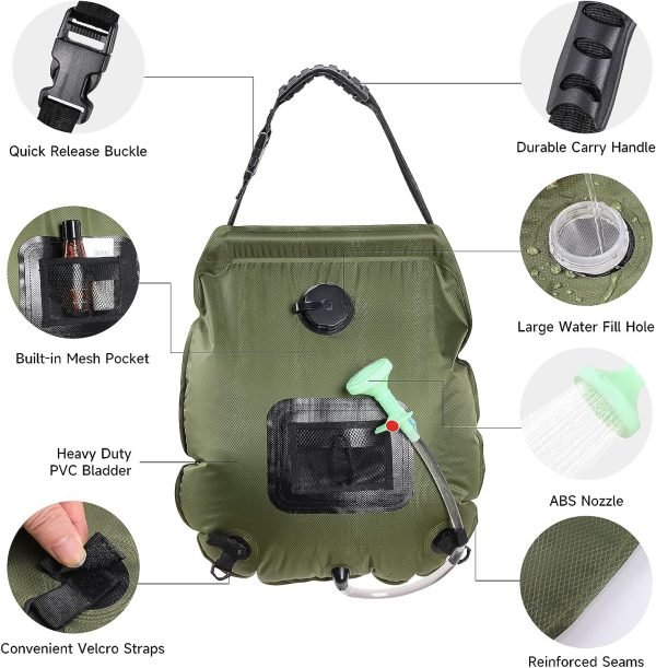 1 Set 5L Solar Portable Shower Bag - Image 2