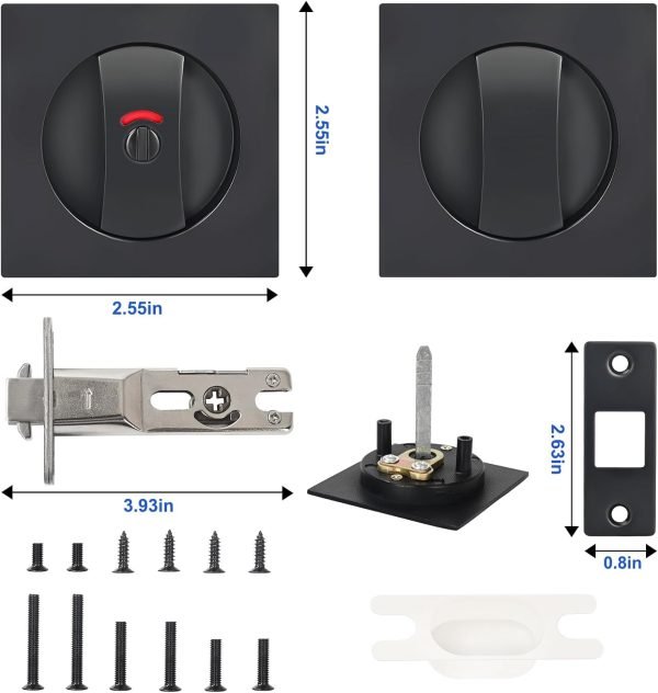 Square Pocket Door Lock, 1pcs - Image 2