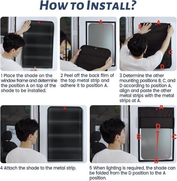 RV Magnetic Foldable Blackout Window Cover, 2pcs - Image 9