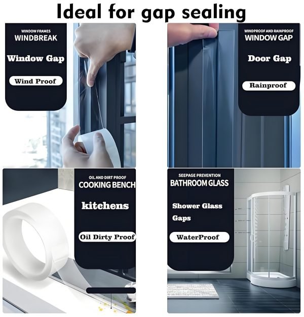 Transparent Weather Sealing Tape, For Doors, Windows & Shower Gaps - Image 7