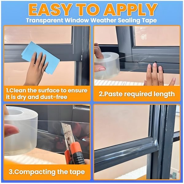 Transparent Weather Sealing Tape, For Doors, Windows & Shower Gaps - Image 5