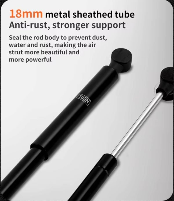 Black Gas Spring for Cabinet Door/Lid 100N, 1 Pair - Image 6