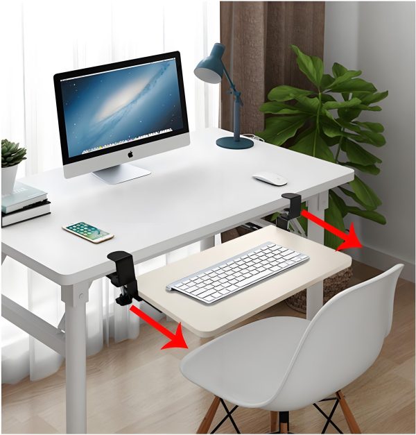 Under Desk Pull Out Slide Track with C-clamp, 1 Pair - Image 7