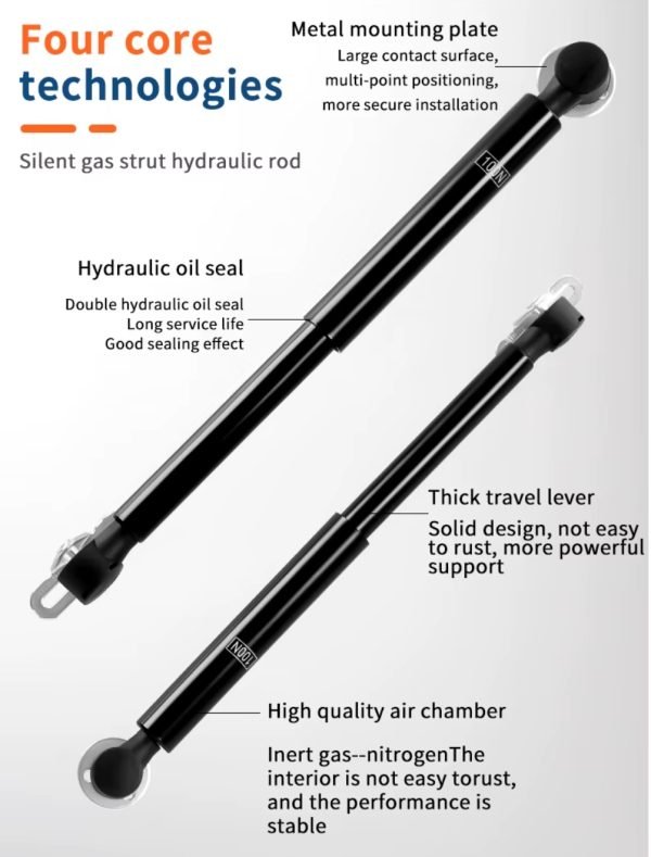Black Gas Spring for Cabinet Door/Lid 100N, 1 Pair - Image 7