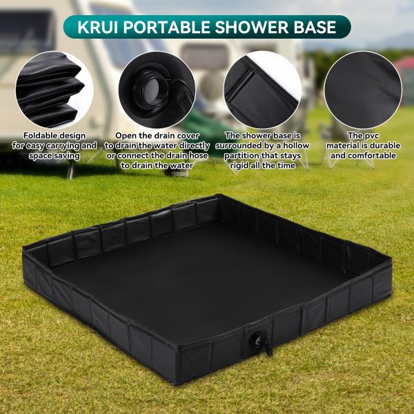 Camping Foldable Shower Base with Drain Hose - Image 3