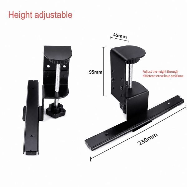Under Desk Pull Out Slide Track with C-clamp, 1 Pair